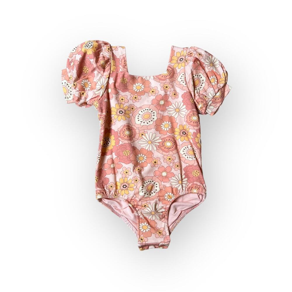 New Taylor Joelle Puff Sleeve Floral Bodysuit